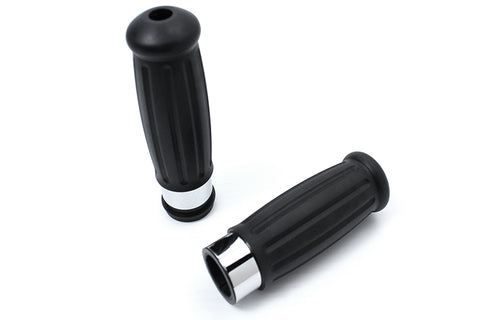 Black Rubber Style Throttle By Wire Grip Set - V-Twin Mfg.