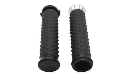 Wyatt Gatling Deluxe Grip Set Chrome - V-Twin Mfg.