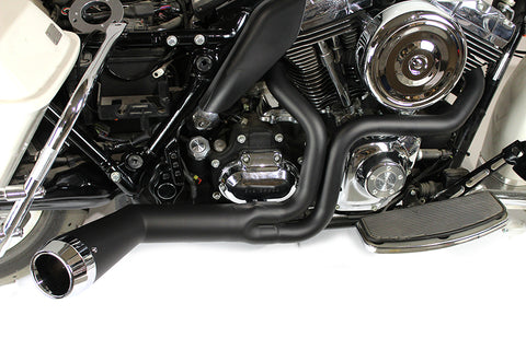 FLT Offset Megaphone 2:1 Exhaust Black with Chrome Tip - V-Twin Mfg.