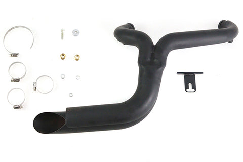 2 into 1 Exhaust Header Set Black - V-Twin Mfg.