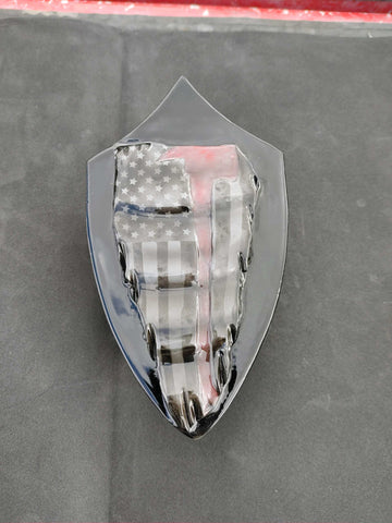 3D tattered American flag firefighter themed Harley horn cover