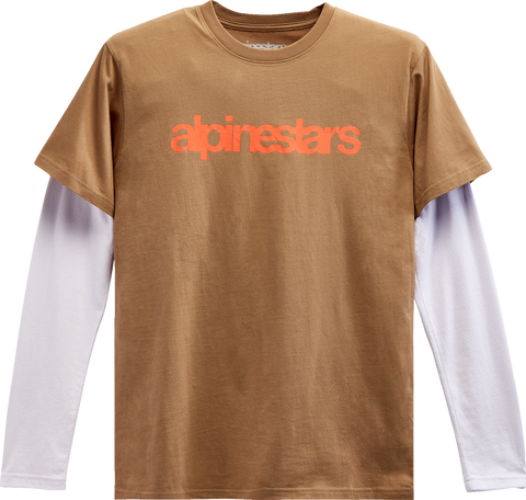 ALPINESTARS Stack Long-Sleeve T-Shirt - Sand/Warm Red - Large 1213713002331L