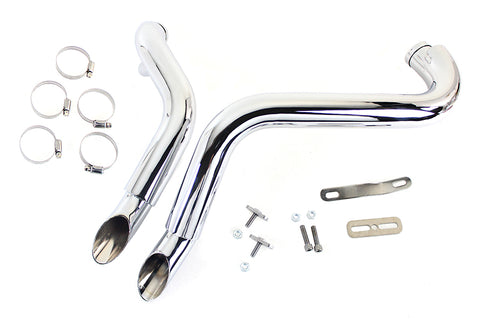 Straight Down Drag Pipe Set Chrome with Heat Shields - V-Twin Mfg.