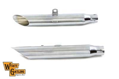 Wyatt Gatling Chrome Slash Slip-On Muffler Set - V-Twin Mfg.