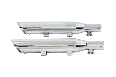Wyatt Gatling Down Slash Slip-On Muffler Set Chrome - V-Twin Mfg.