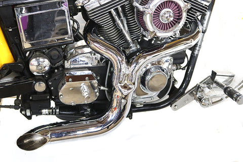 FXD 2:1 Lake Side Pipe Exhaust Chrome - V-Twin Mfg.