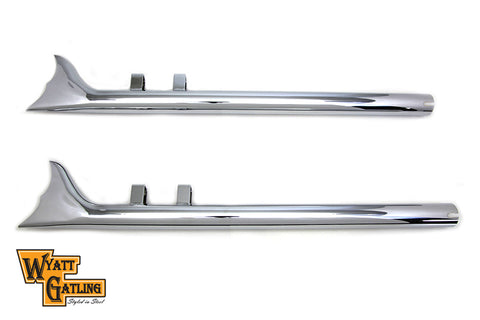 Wyatt Gatling 32 inch Scalloped Fishtail Set Chrome - V-Twin Mfg.