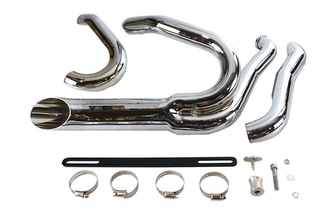 Chrome Wyatt Gatling 2 into 1 Exhaust Pipe Header Kit - V-Twin Mfg.