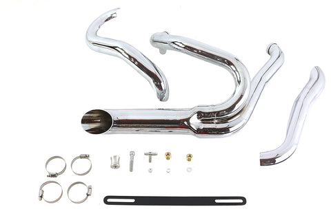 Chrome Wyatt Gatling 2 into 1 Exhaust Pipe Header Kit - V-Twin Mfg.