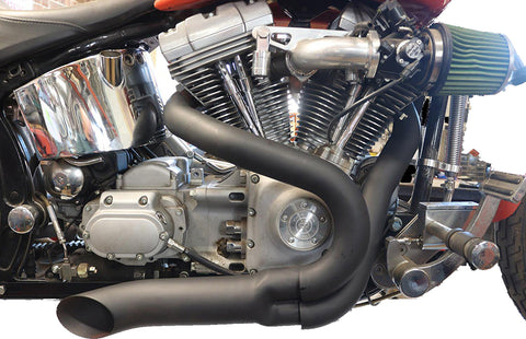 Black Wyatt Gatling 2 into 1 Exhaust Pipe Header Kit - V-Twin Mfg.