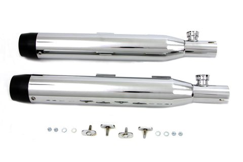 Chrome Slip On Muffler Set With Black Tips - V-Twin Mfg.