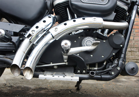 Chrome Drag Pipe Set With Heat Shields - V-Twin Mfg.