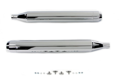 4 inch Muffler Set with Chrome Long Type Tapered End Tips - V-Twin Mfg.