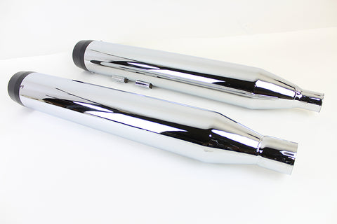 32 inch Chrome Muffler Set with Black Tapered End Tips - V-Twin Mfg.
