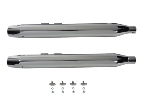 Muffler Set With Chrome Long Tapered End Tips - V-Twin Mfg.