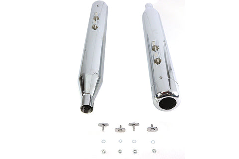 4 inch Muffler Set with Chrome Hollow Point End Tips - V-Twin Mfg.
