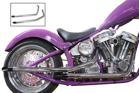 Drag Pipe Set Slash Cut End with Long Black Tips - V-Twin Mfg.
