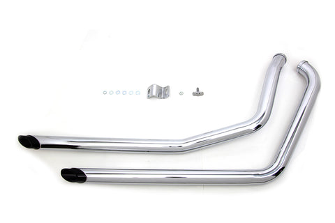 Exhaust Drag Pipe Set Chrome with Black Slash Tips - V-Twin Mfg.