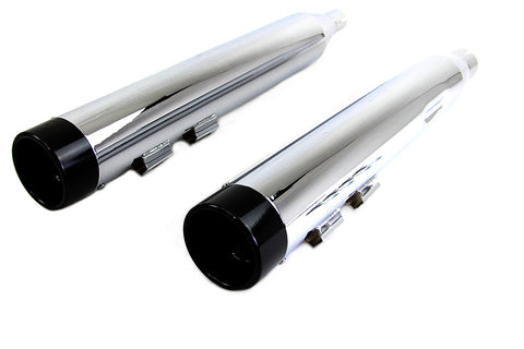Wyatt Gatling Muffler Set Chrome with Black Stub Nose Tip - V-Twin Mfg.