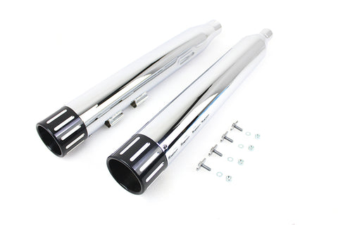 Wyatt Gatling Muffler Set Chrome with Black Revolver Tip - V-Twin Mfg.