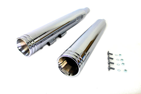 Wyatt Gatling Muffler Set Chrome with Chrome 2 Ring Comet - V-Twin Mfg.