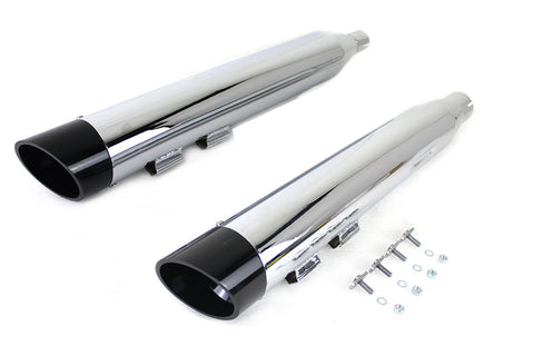 Wyatt Gatling Muffler Set Chrome with Black Slash Down Tip - V-Twin Mfg.