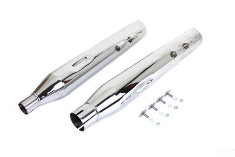 Wyatt Gatling Muffler Set Chrome with Chrome Slash Down Tip - V-Twin Mfg.