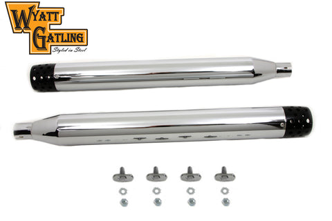 Wyatt Gatling Muffler Set with Black Shooter Style End Tips - V-Twin Mfg.