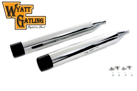 Wyatt Gatling Chrome Muffler Set with Black Gun Barrel Ends - V-Twin Mfg.