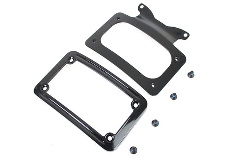 Curved License Plate with Frame Black - V-Twin Mfg.