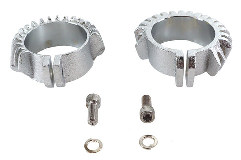 Replica Chrome Finned Exhaust Clamp Set - V-Twin Mfg.