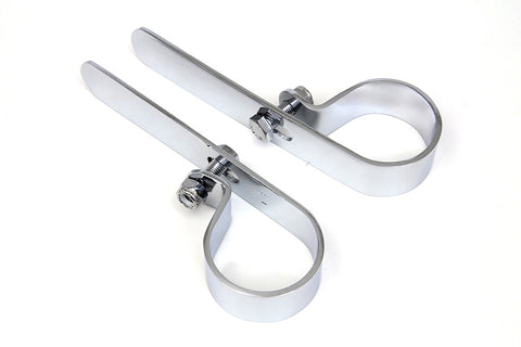 Chrome 2-1/2 inch Muffler  inchP inch Clamp Set - V-Twin Mfg.