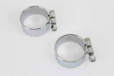 Chrome 2-1/8 inch Wide Muffler Body and End Clamp Set - V-Twin Mfg.