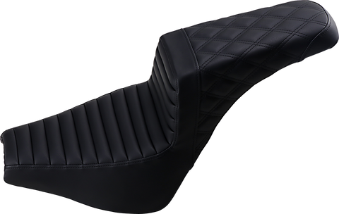SADDLEMEN Step-Up Seat - Front Tuck-n-Roll/Rear Lattice Stitch - Black 818-30-176