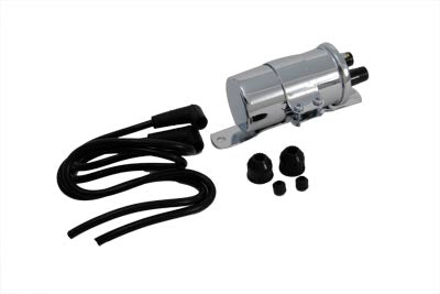 Round Chrome 12 Volt Dual Coil with Bracket - V-Twin Mfg.