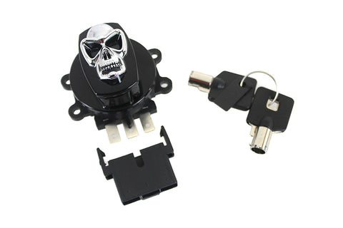 Black Ignition Switch with Chrome Skull - V-Twin Mfg.