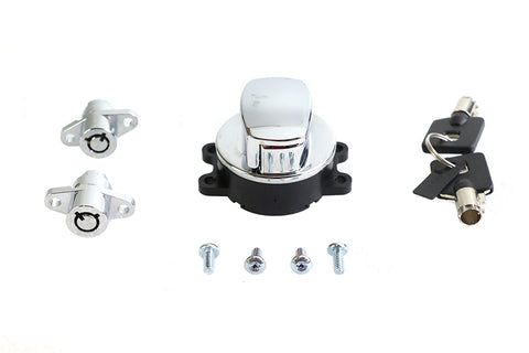 Side Hinge Ignition Switch and Saddlebag Lock Kit Chrome - V-Twin Mfg.