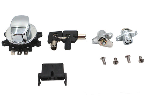 Side Hinge Ignition Switch and Saddlebag Lock Kit Chrome - V-Twin Mfg.