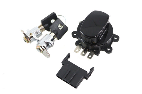 Side Hinge Ignition Switch and Saddlebag Lock Kit Black - V-Twin Mfg.
