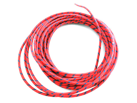Red with Blue Dot 25' Braided Wire - V-Twin Mfg.