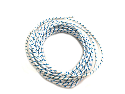 White with Blue Dot 25' Braided Wire - V-Twin Mfg.