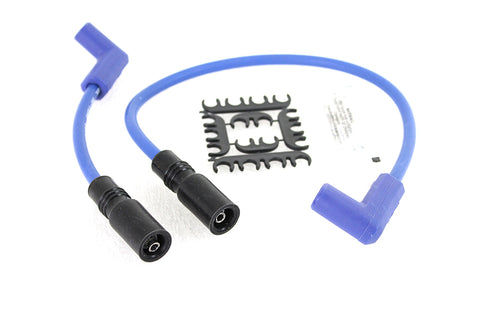Accel 8mm S/S Spiral Core Ignition Wire Set Blue - V-Twin Mfg.