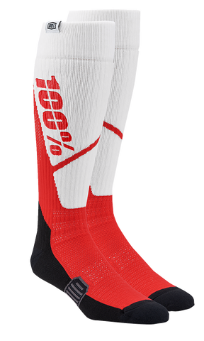 100% Torque Comfort Moto Socks - White/Red - Large/XL 20053-00010