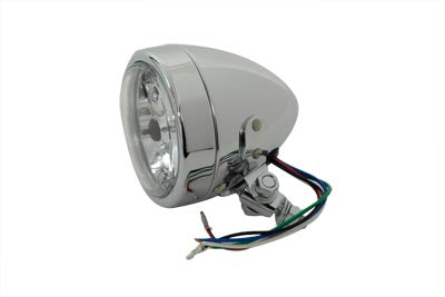 4 inch Round Headlamp 12 Volt Chrome - V-Twin Mfg.