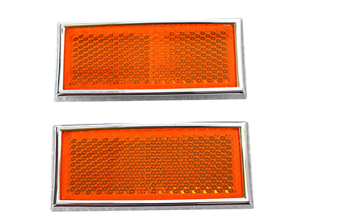 Front Amber Reflector Set With Chrome Frame - V-Twin Mfg.