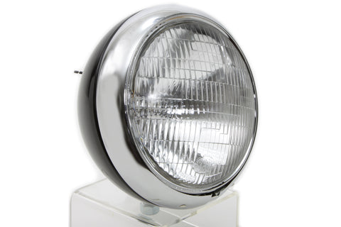 Black 7 inch K Headlamp with Chrome Rim - V-Twin Mfg.