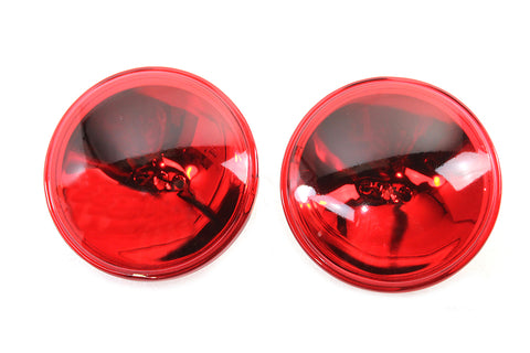 Red 4-1/2 inch 12 Volt Sealed Beam Spotlamp Set - V-Twin Mfg.
