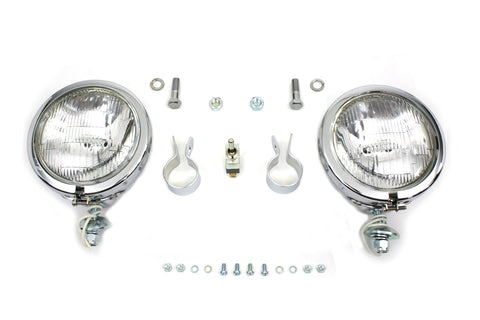 12 Volt 4 1/2 inch Chrome Spotlamp Kit - V-Twin Mfg.