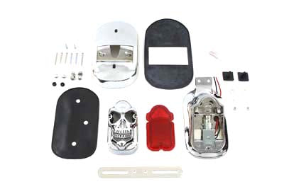 Chrome Tombstone Tail Lamp Kit with Skull Grill - V-Twin Mfg.