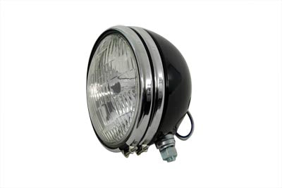 Replica 5-3/4 inch Round Black Headlamp - V-Twin Mfg.